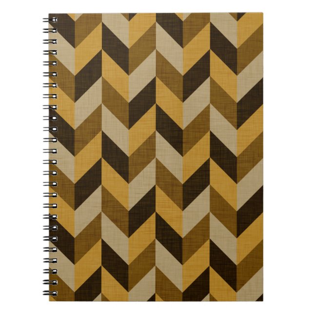 Herringbone pattern in golden & brown notebook (Front)