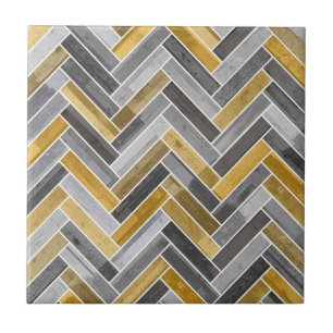 Herringbone Pattern in Grey and Yellow Tile