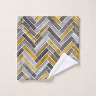 Herringbone Pattern in Grey and Yellow Wash Cloth