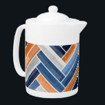 Herringbone Pattern in Navy Blue and Orange<br><div class="desc">Herringbone Pattern in Navy Blue and Orange</div>