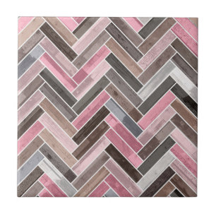 Herringbone Pattern in Pink Grey Tile