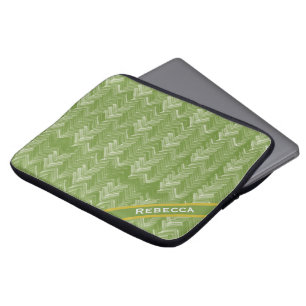 Herringbone Pattern on Forest Green Personal Laptop Sleeve