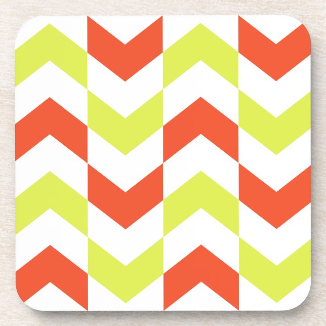 Herringbone Pattern Red & Green Coasters (Front)