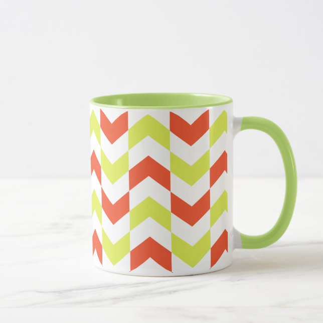 Herringbone Pattern Red & Green Mug (Right)