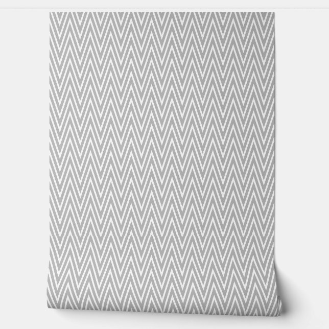 Herringbone Pattern Simple Minimalist Modern Grey Wallpaper (Unrolling)