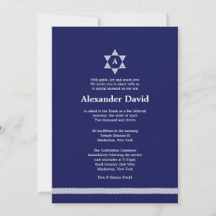 Herringbone Star Bar Mitzvah Invitation