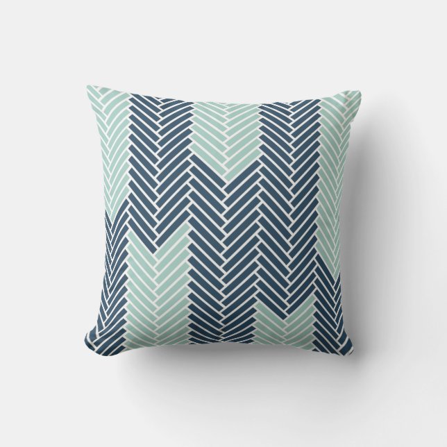 Herringbone Throw Pillow | {Navy & Mint Arrows} (Front)