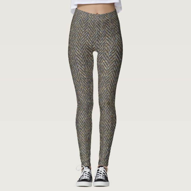 Herringbone Tweed Art Pattern Leggings (Front)