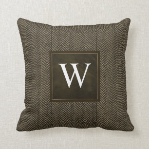 Herringbone Tweed Personalized Throw Pillow