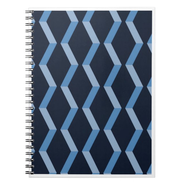 Herringbone Weave Blue Seamless Pattern Notebook (Front)