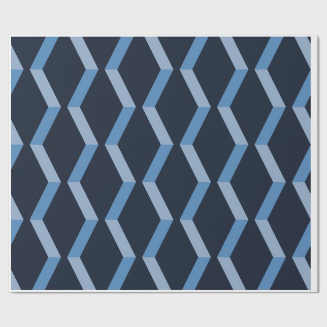 Herringbone Weave Blue Seamless Pattern Wrapping Paper (Flat)