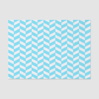 Herringbone White Bright Blue Summer Mod Pattern Tissue Paper