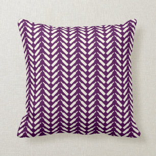 Herringbone Wine Bottle Pattern Plum Throw Pillow
