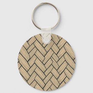 Herringbone Wood Parquet Pattern Keychain