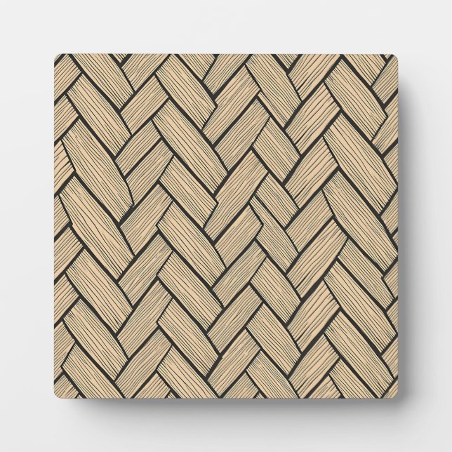 Herringbone Wood Parquet Pattern Plaque (Front)
