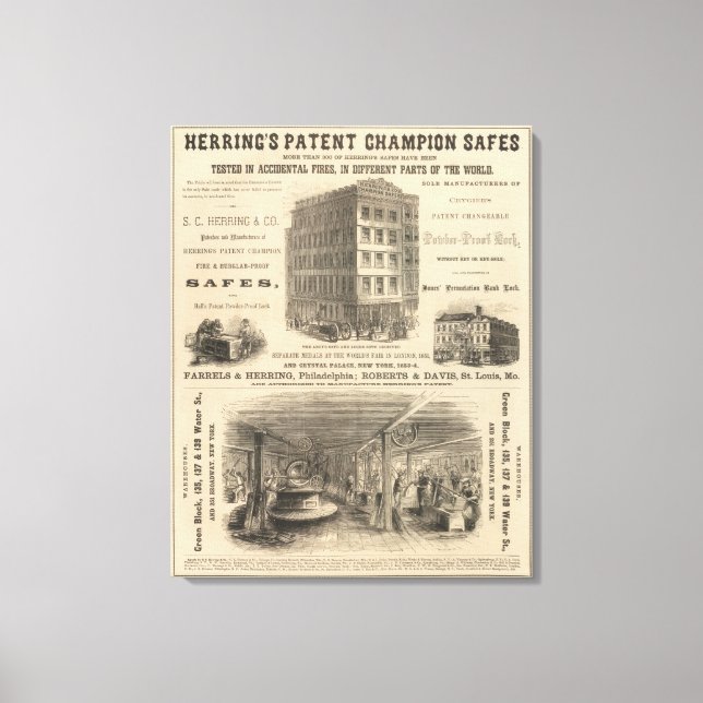 Herring's Patent Champion Safes Canvas Print (Front)