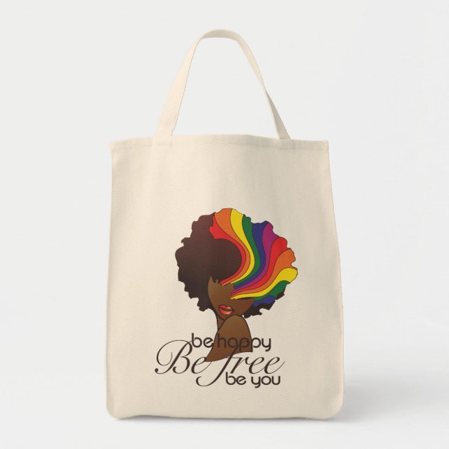 Hers and Hers Be Happy Tote Bag (Front)