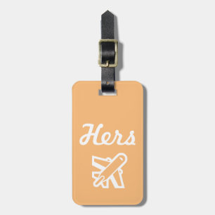 Hers Light Orange and White Luggage Tag