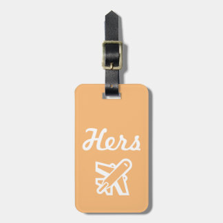 Hers Light Orange and White Luggage Tag