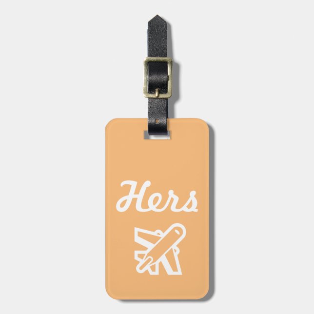Hers Light Orange and White Luggage Tag (Front Vertical)