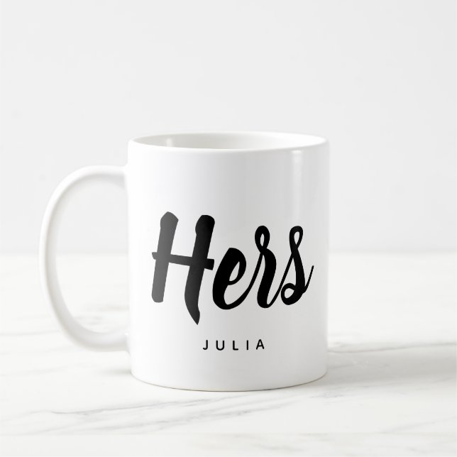 Hers | Modern Typography Personalizable Coffee Mug (Left)