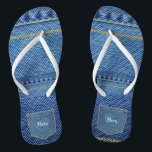 Hers w/ Heart  - Jean Look Flip Flops<br><div class="desc">Love the jean look -- #shoes #Sandels #flipflops #summer #beachwear #showerwear #giftideas #his #hers</div>