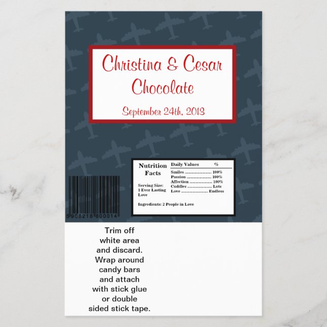 Hershey's Large Bar Wrapper Airplane Flight  Blue (Front)