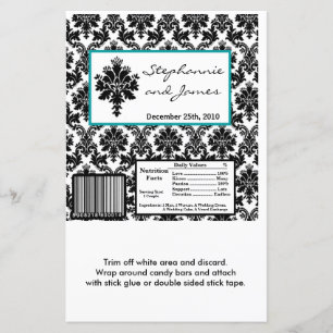 Hershey's Large Bar Wrapper Black Teal Damask