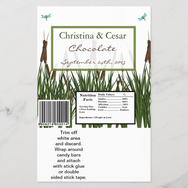 Hershey's Large Bar Wrapper Cattail/Dragonfly in C (Front)
