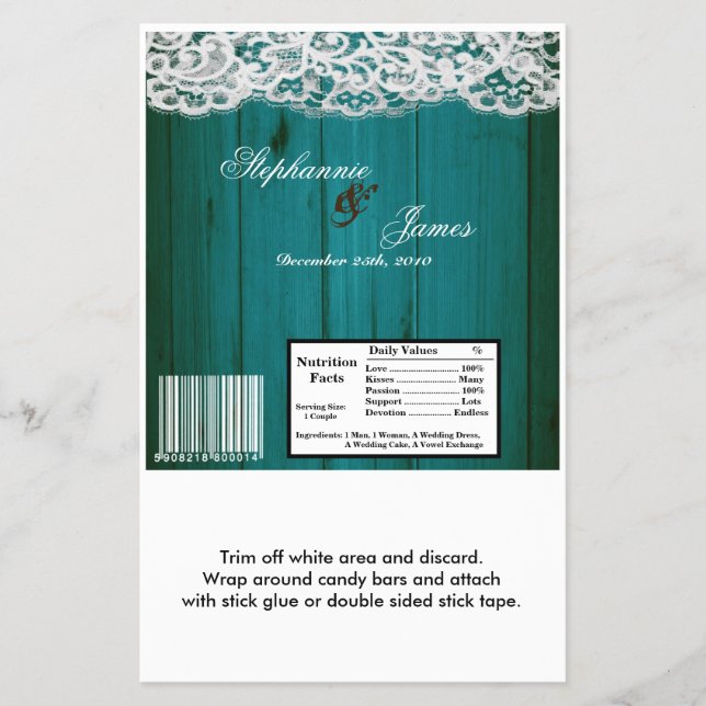 Hershey's Large Bar Wrapper Distrissed Teal Wood (Front)