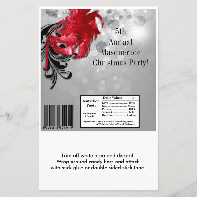 Hershey's Large Bar Wrapper Red Masquerade Mask (Front)