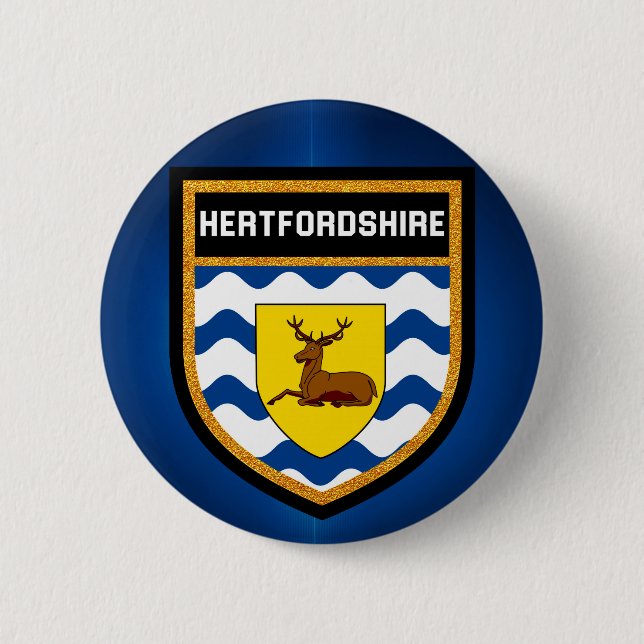 Hertfordshire Flag 2 Inch Round Button (Front)