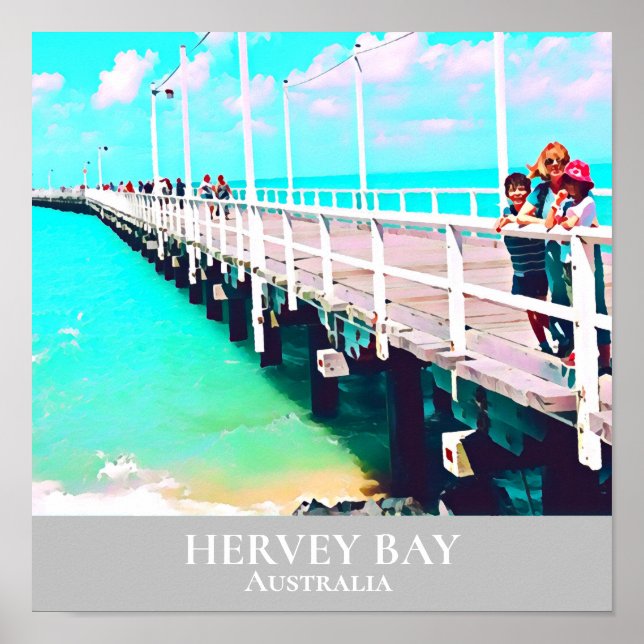 Hervey Bay Queensland Australia sea vintage travel Poster (Front)