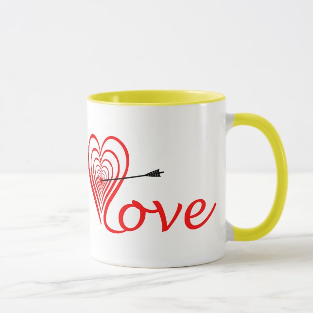Herz Liebe Dartscheibe mit Pfeil Mug (Right)