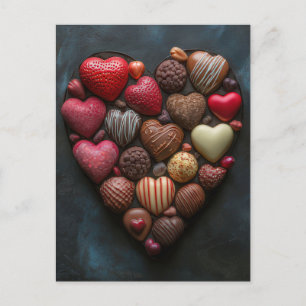 Herz Schokolade und Pralinen Valentinstag Postcard