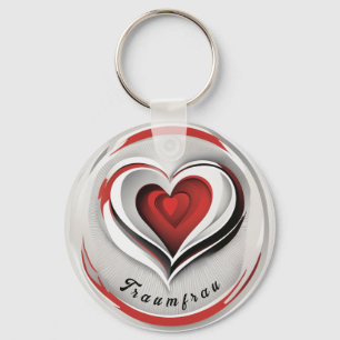 Herzen, abstrakt im Kreis - Keychain