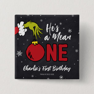 He's a Mean One   Grinch Birthday 2 Inch Square Button