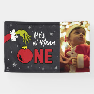 He's a Mean One   Grinch Chalkboard Birthday Banner