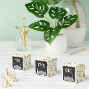 He's a Wild One - 1st Birthday Gold Crown Favor Box