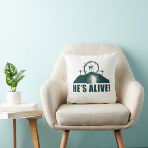 He's Alive! Christian Passover Easter Jesus Empty  Throw Pillow