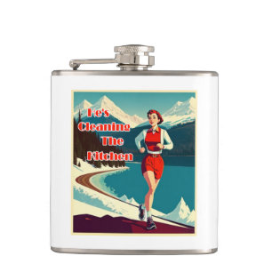 He's Cleaning The Kitchen Sassy Runner Hip Flask