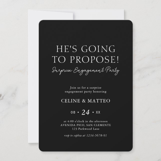 He's Going to Propose! Surprise Engagement Rounded Invitation (Front)