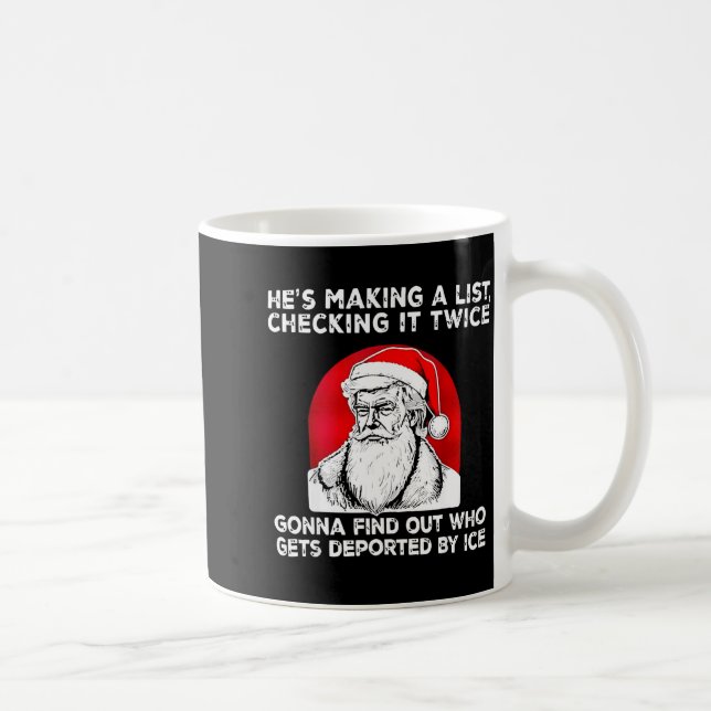 He's Making A List Checking It Twice Gonna Find Ch Coffee Mug (Right)