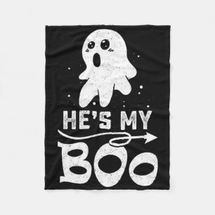 Hes My Boo Cute Matching Couple Halloween Costume  Fleece Blanket