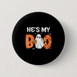 He's My Boo Matching Halloween Couples She's My Bo 2 Inch Round Button