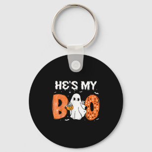 He's My Boo Matching Halloween Couples She's My Bo Keychain