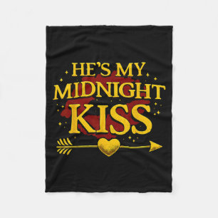 He's My Midnight Kiss Matching Couples Valentine’s Fleece Blanket
