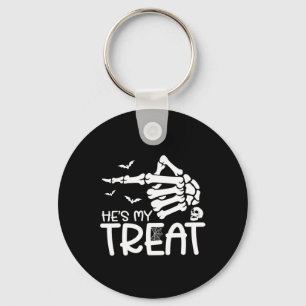 He's My Treat She's My Trick Halloween Skeleton Co Keychain