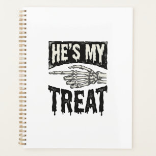 He's My Treat Skeleton Hand Halloween Shirt Design Planner