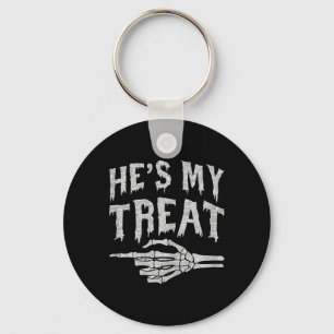 Hes My Treat Skeleton Matching Couple Halloween Co Keychain